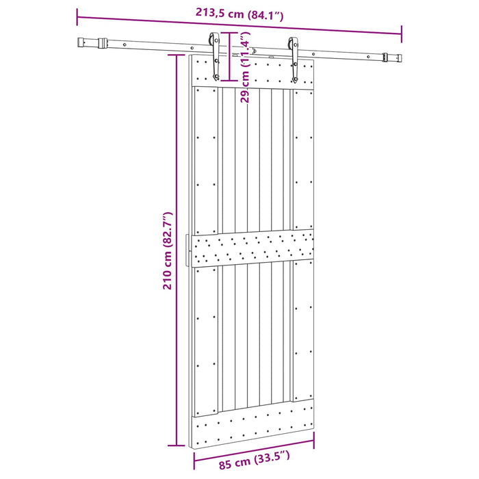 Ușă glisantă NARVIK Natural și Negru 85 x 210 cm (213,5 cm) WALTI