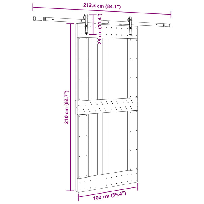 Ușă glisantă NARVIK Natural și Negru 100 x 210 cm (213,5 cm) WALTI