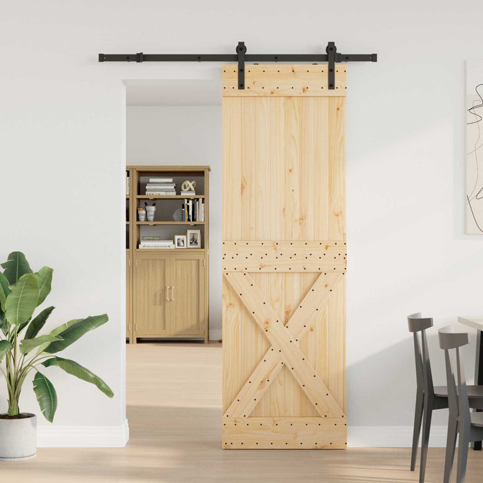 Ușă glisantă NARVIK Natural și Negru 70 x 210 cm (152,5 cm) WALTI