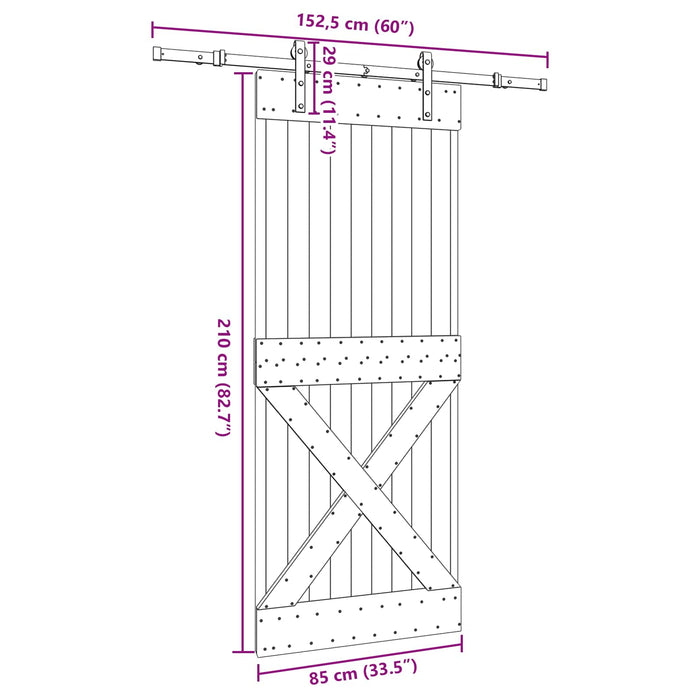 Ușă glisantă NARVIK Natural și Negru 85 x 210 cm (152,5 cm) - WALTI WALTI