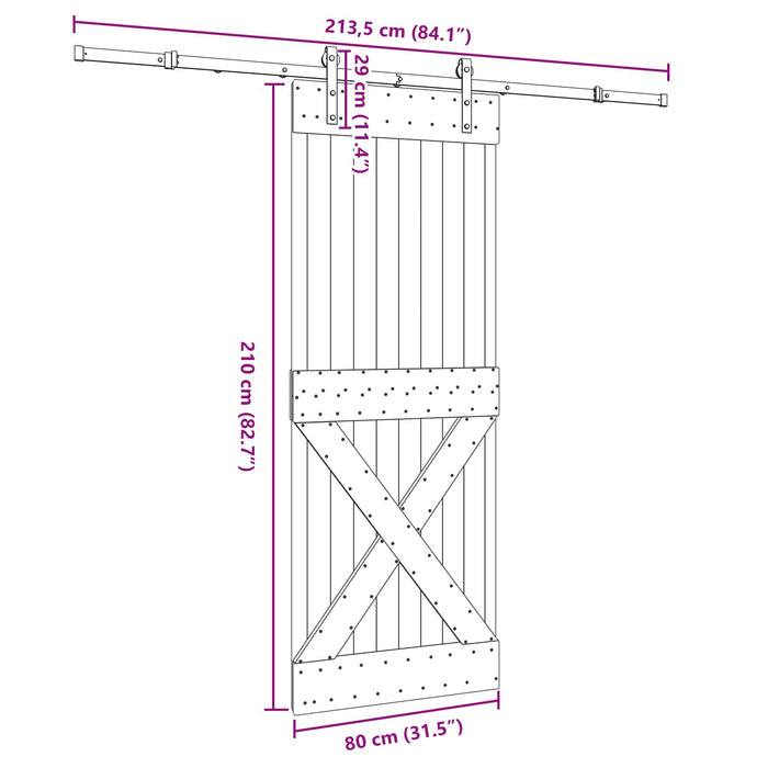 Ușă glisantă NARVIK Natural și Negru 80 x 210 cm (213,5 cm) - WALTI WALTI