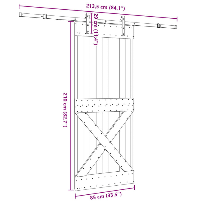 Ușă glisantă NARVIK Natural și Negru 85 x 210 cm (213,5 cm) - WALTI WALTI