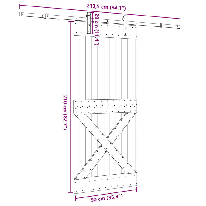 Ușă glisantă NARVIK Natural și Negru 90 x 210 cm (213,5 cm) - WALTI WALTI