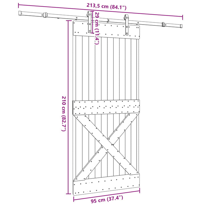 Ușă glisantă NARVIK Natural și Negru 95 x 210 cm (213,5 cm) - WALTI WALTI
