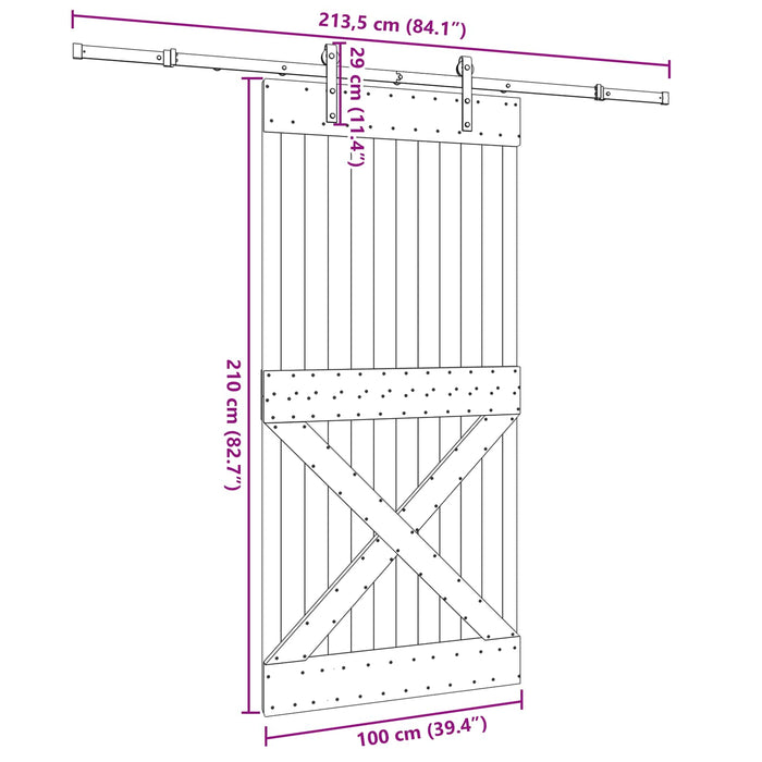 Ușă glisantă NARVIK Natural și Negru 100 x 210 cm (213,5 cm) - WALTI WALTI