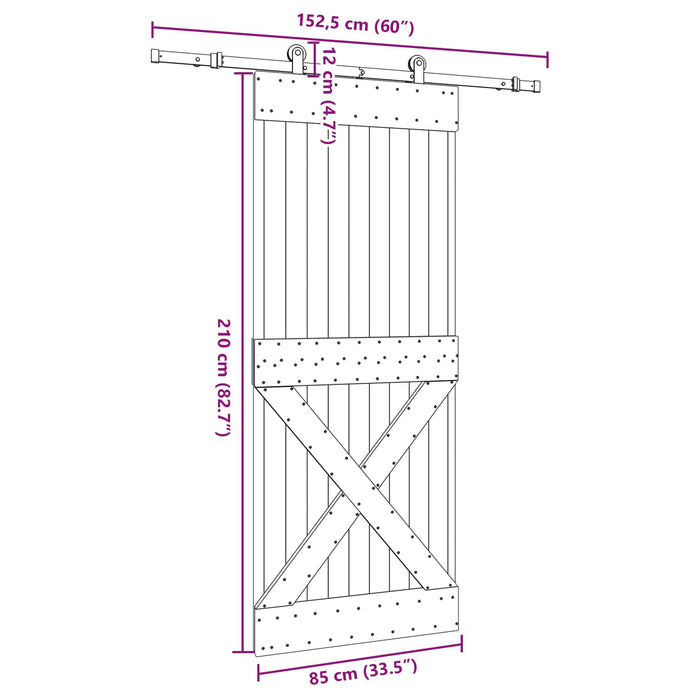 Ușă glisantă NARVIK Natural și Negru 85 x 210 cm (152,5 cm) - WALTI WALTI