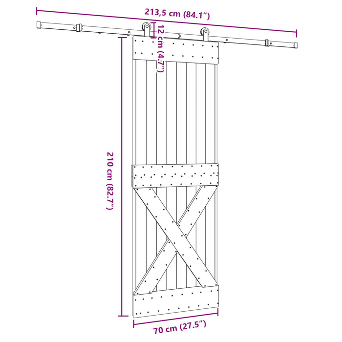 Ușă glisantă NARVIK Natural și Negru 70 x 210 cm (213,5 cm) - WALTI WALTI