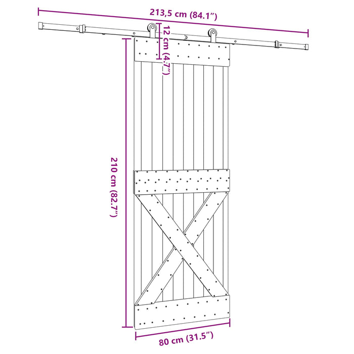 Ușă glisantă NARVIK Natural și Negru 80 x 210 cm (213,5 cm) - WALTI WALTI