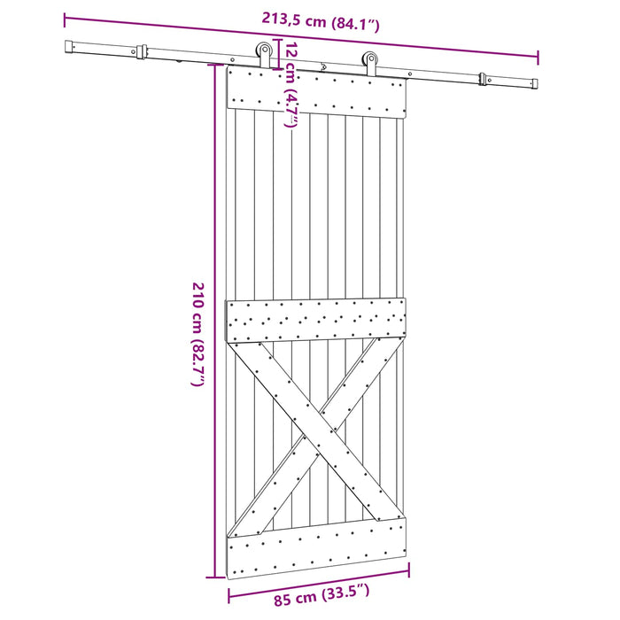 Ușă glisantă NARVIK Natural și Negru 85 x 210 cm (213,5 cm) - WALTI WALTI