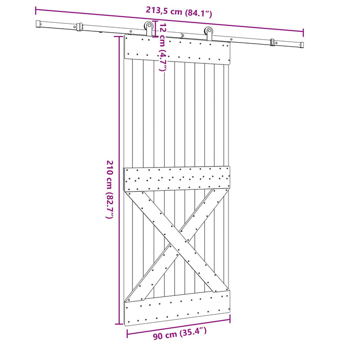 Ușă glisantă NARVIK Natural și Negru 90 x 210 cm (213,5 cm) - WALTI WALTI