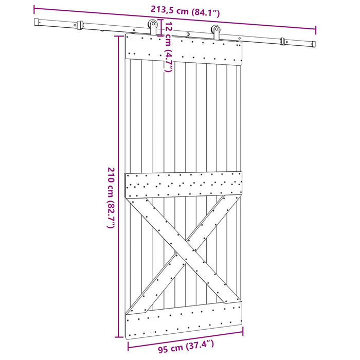 Ușă glisantă NARVIK Natural și Negru 95 x 210 cm (213,5 cm) - WALTI WALTI