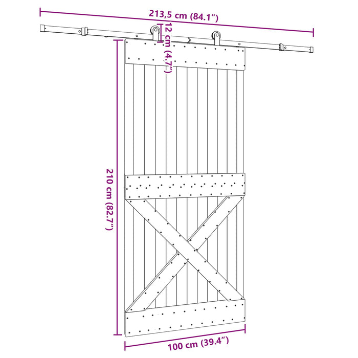 Ușă glisantă NARVIK Natural și Negru 100 x 210 cm (213,5 cm) - WALTI WALTI