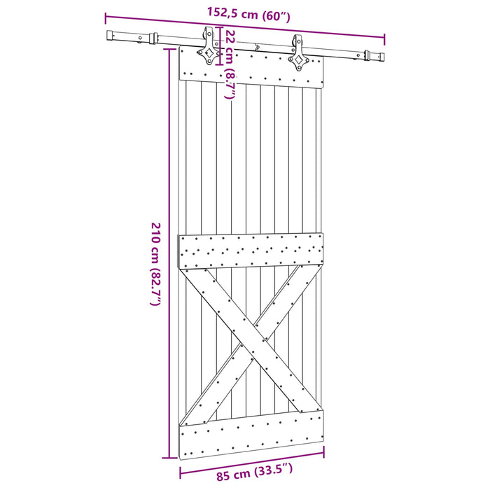 Ușă glisantă NARVIK Natural și Negru 85 x 210 cm (152,5 cm) WALTI