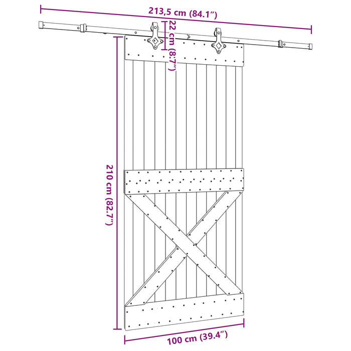 Ușă glisantă NARVIK Natural și Negru 100 x 210 cm (213,5 cm) - WALTI WALTI