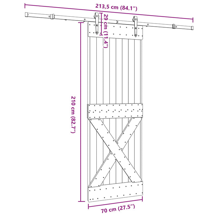 Ușă glisantă NARVIK Natural și Negru 70 x 210 cm (213,5 cm) - WALTI WALTI
