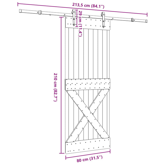Ușă glisantă NARVIK Natural și Negru 80 x 210 cm (213,5 cm) - WALTI WALTI