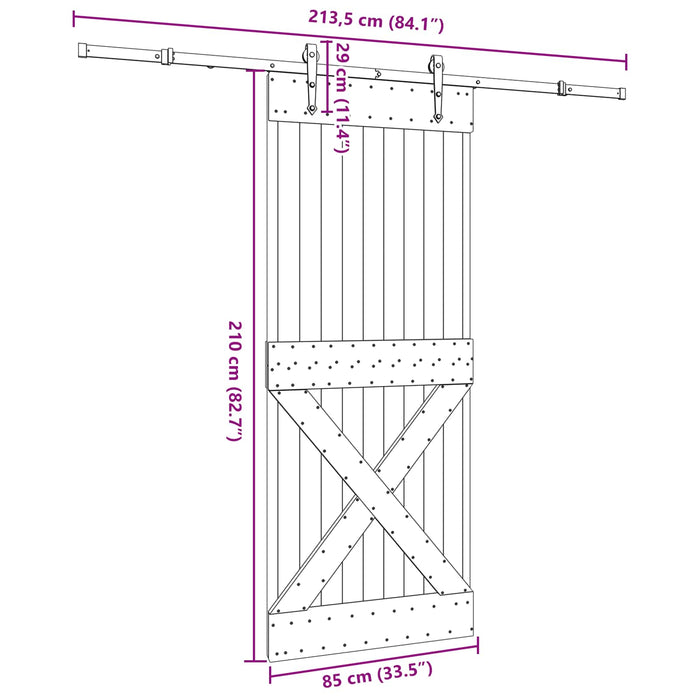 Ușă glisantă NARVIK Natural și Negru 85 x 210 cm (213,5 cm) - WALTI WALTI