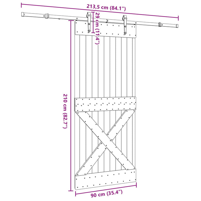 Ușă glisantă NARVIK Natural și Negru 90 x 210 cm (213,5 cm) - WALTI WALTI