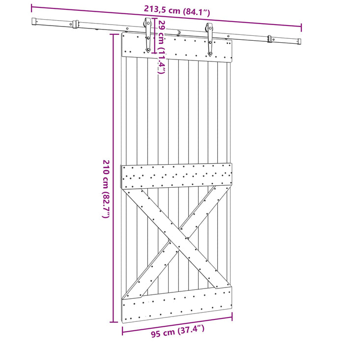 Ușă glisantă NARVIK Natural și Negru 95 x 210 cm (213,5 cm) - WALTI WALTI