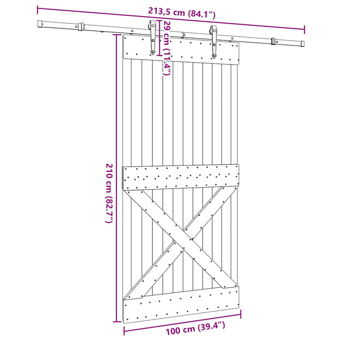 Ușă glisantă NARVIK Natural și Negru 100 x 210 cm (213,5 cm) - WALTI WALTI