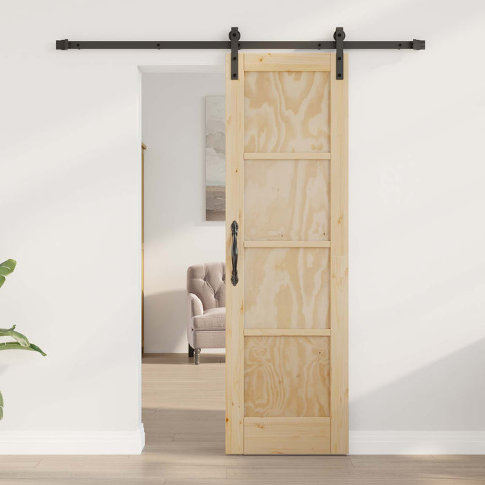Ușă glisantă Natural și Negru 61 x 198,5 cm Lemn masiv de pin - WALTI WALTI