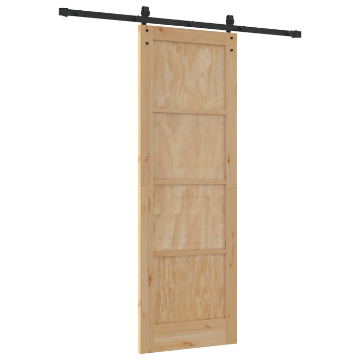 Ușă glisantă Natural și Negru 73,5 x 211 cm Lemn masiv de pin - WALTI WALTI