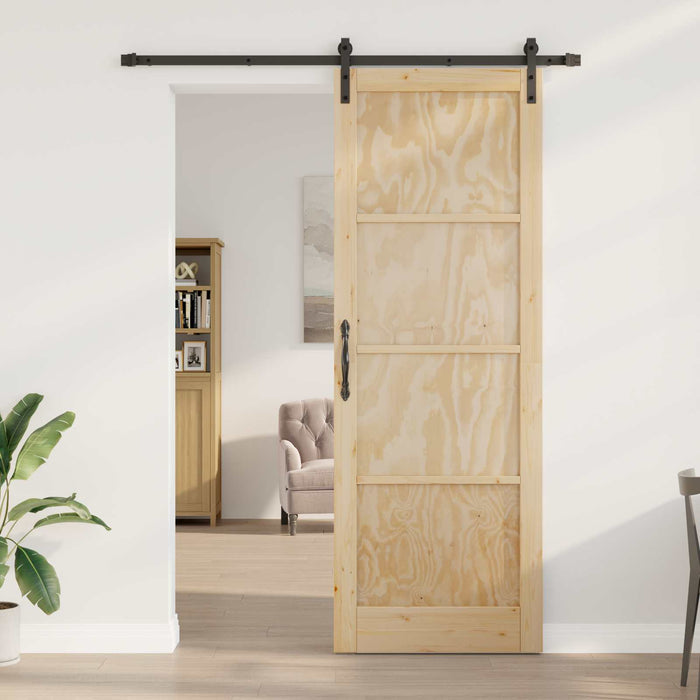 Ușă glisantă Natural și Negru 83 x 232 cm Lemn masiv de pin WALTI