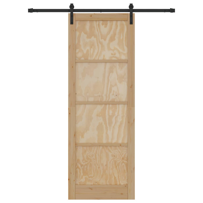 Ușă glisantă Natural și Negru 83 x 232 cm Lemn masiv de pin WALTI