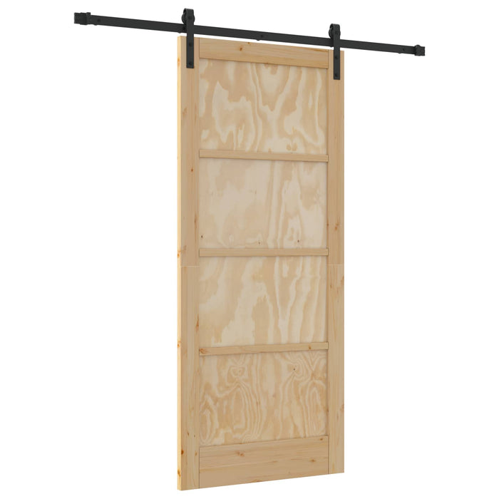 Ușă glisantă Natural și Negru 86 x 198,5 cm Lemn masiv de pin - WALTI WALTI