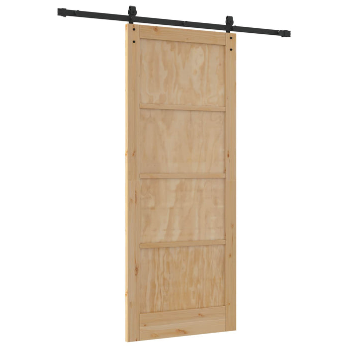 Ușă glisantă Natural și Negru 86 x 211 cm Lemn masiv de pin - WALTI WALTI