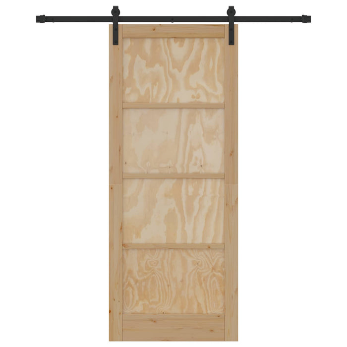 Ușă glisantă Natural și Negru 86 x 211 cm Lemn masiv de pin - WALTI WALTI