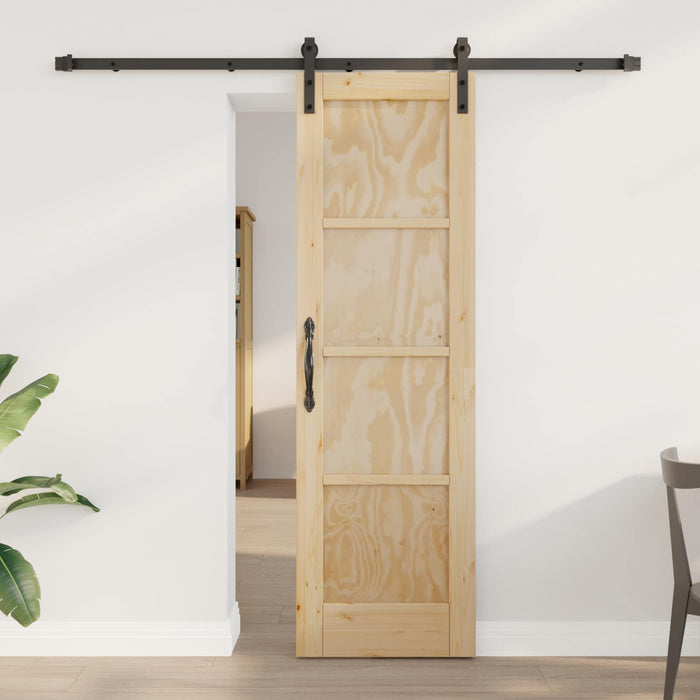 Ușă glisantă Natural și Negru 61 x 198,5 cm Lemn masiv de pin - WALTI WALTI