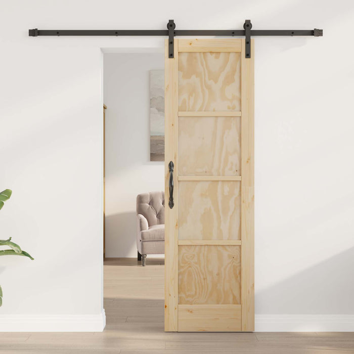 Ușă glisantă Natural și Negru 61 x 198,5 cm Lemn masiv de pin - WALTI WALTI