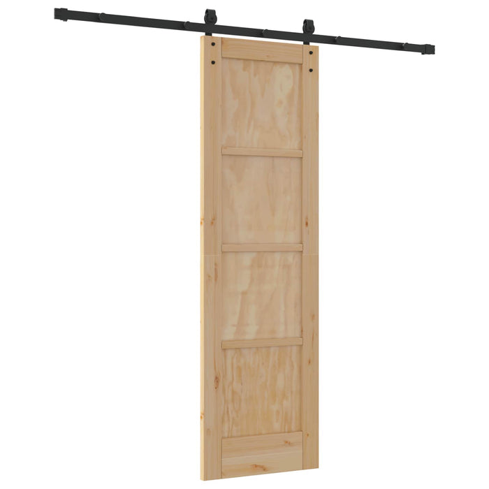 Ușă glisantă Natural și Negru 61 x 198,5 cm Lemn masiv de pin - WALTI WALTI