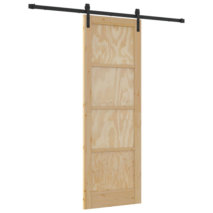 Ușă glisantă Natural și Negru 73,5 x 211 cm Lemn masiv de pin - WALTI WALTI