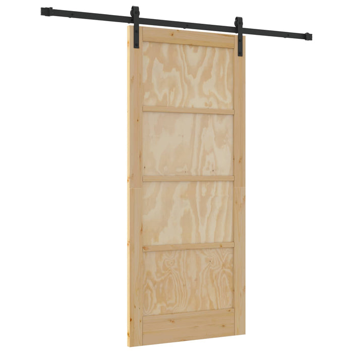 Ușă glisantă Natural și Negru 86 x 198,5 cm Lemn masiv de pin - WALTI WALTI