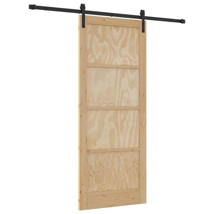 Ușă glisantă Natural și Negru 86 x 211 cm Lemn masiv de pin - WALTI WALTI
