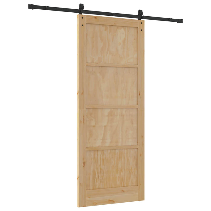 Ușă glisantă Natural și Negru 86 x 211 cm Lemn masiv de pin - WALTI WALTI
