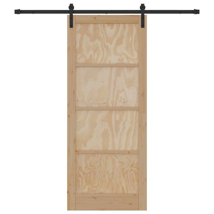 Ușă glisantă Natural și Negru 86 x 211 cm Lemn masiv de pin - WALTI WALTI