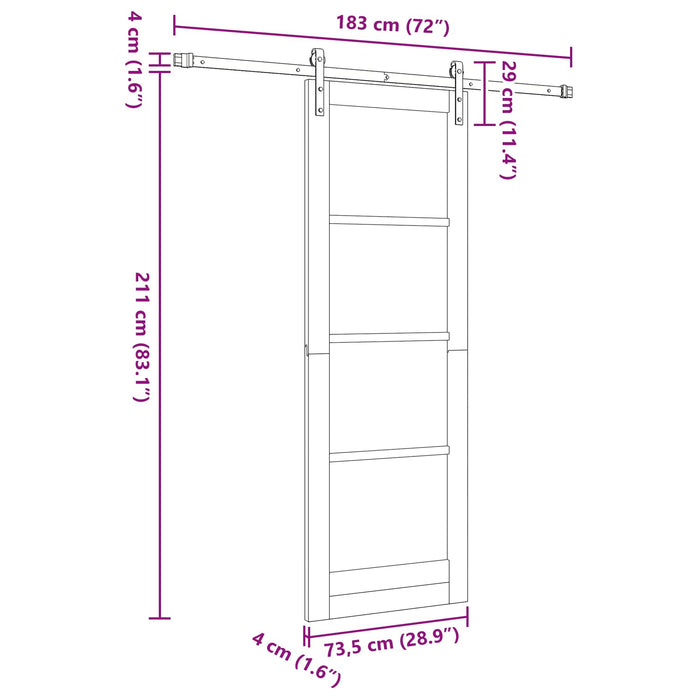 Ușă glisantă Natural și Alb 73,5 x 211 cm Lemn masiv de pin - WALTI WALTI