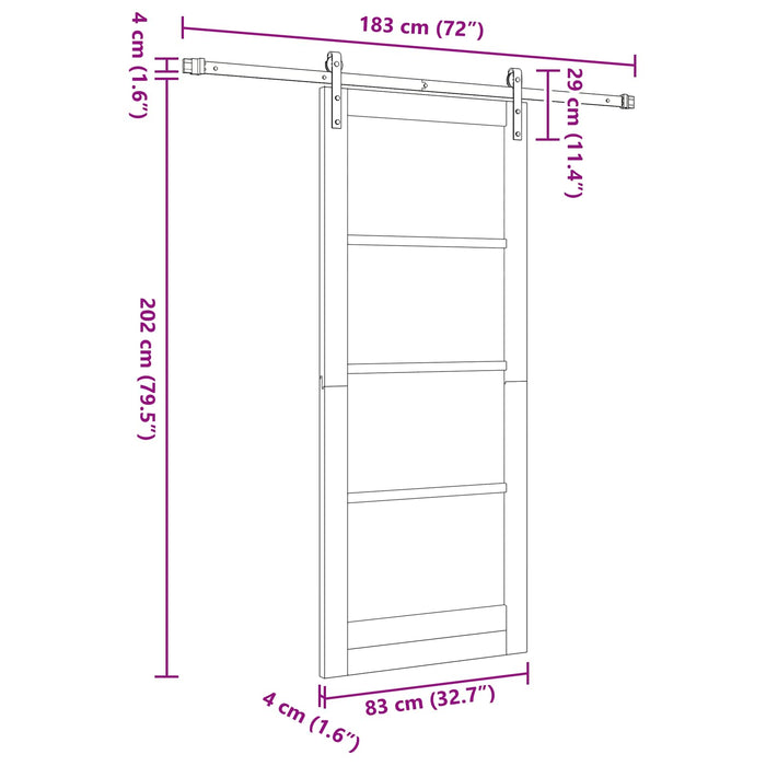 Ușă glisantă Alb 83 x 202 cm Lemn masiv de pin - WALTI WALTI