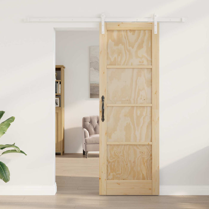 Ușă glisantă Natural și Alb 73,5 x 211 cm Lemn masiv de pin - WALTI WALTI