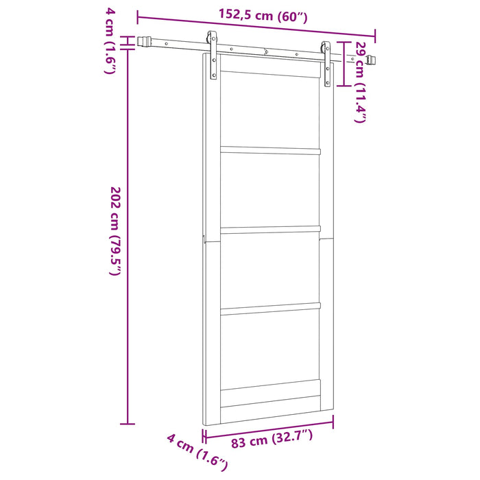 Ușă glisantă Alb 83 x 202 cm Lemn masiv de pin - WALTI WALTI