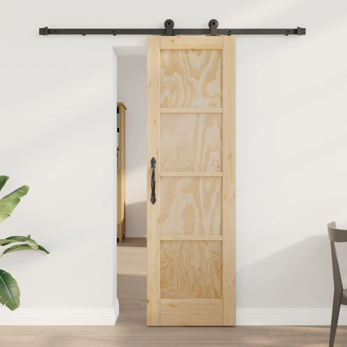 Ușă glisantă Natural și Negru 61 x 198,5 cm Lemn masiv de pin - WALTI WALTI