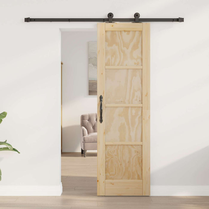 Ușă glisantă Natural și Negru 61 x 198,5 cm Lemn masiv de pin - WALTI WALTI