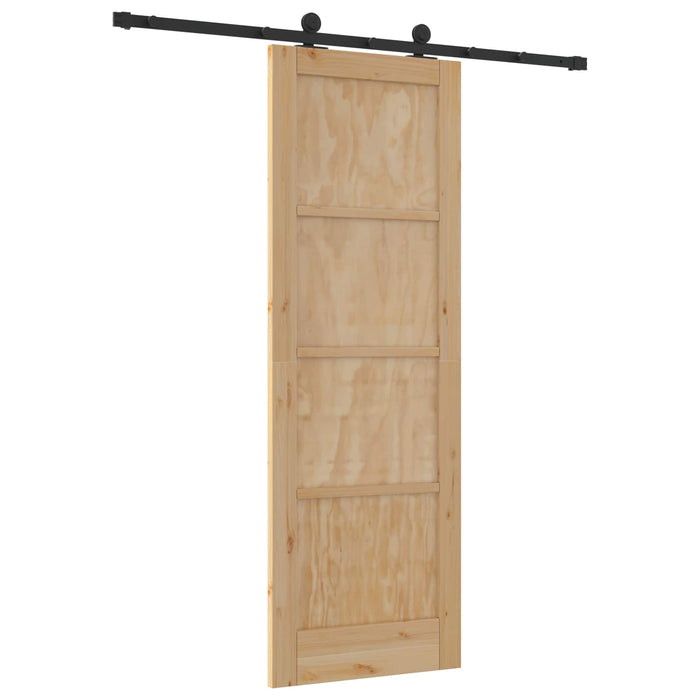 Ușă glisantă Natural și Negru 73,5 x 211 cm Lemn masiv de pin - WALTI WALTI