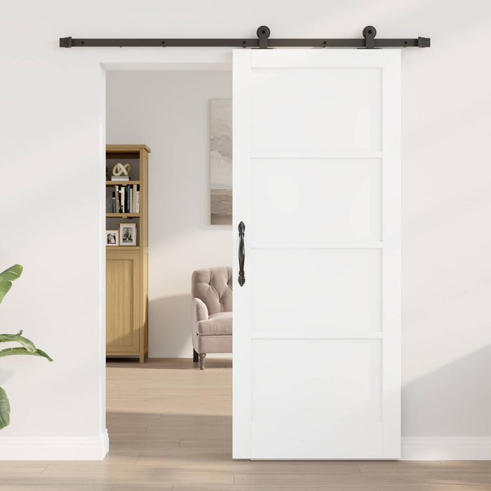 Ușă glisantă Alb și negru 83 x 202 cm Lemn masiv de pin - WALTI WALTI