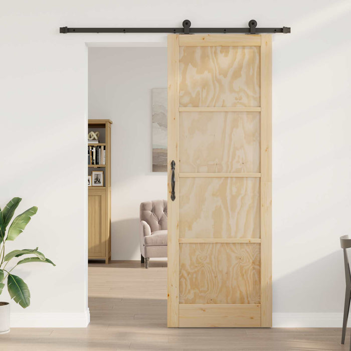 Ușă glisantă Natural și Negru 83 x 232 cm Lemn masiv de pin - WALTI WALTI