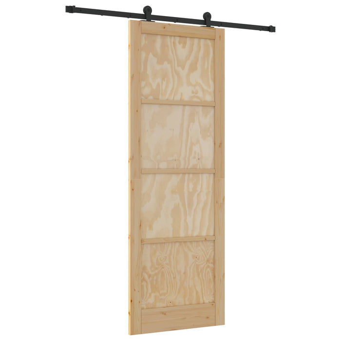 Ușă glisantă Natural și Negru 83 x 232 cm Lemn masiv de pin - WALTI WALTI