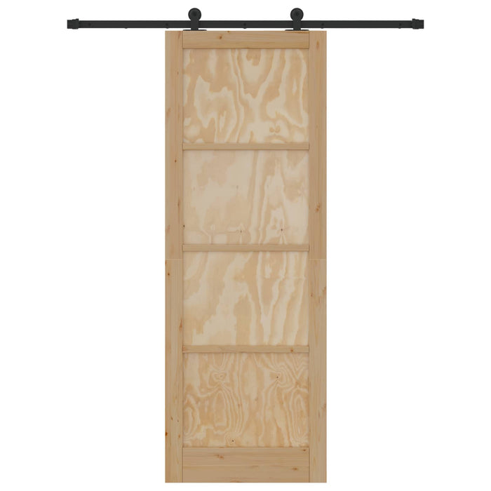 Ușă glisantă Natural și Negru 83 x 232 cm Lemn masiv de pin - WALTI WALTI